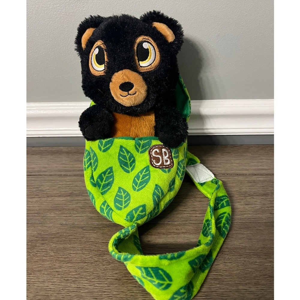 Fiesta Swaddle Babies Black Bear Plush Stuffed Animal Toy 9.5 inch